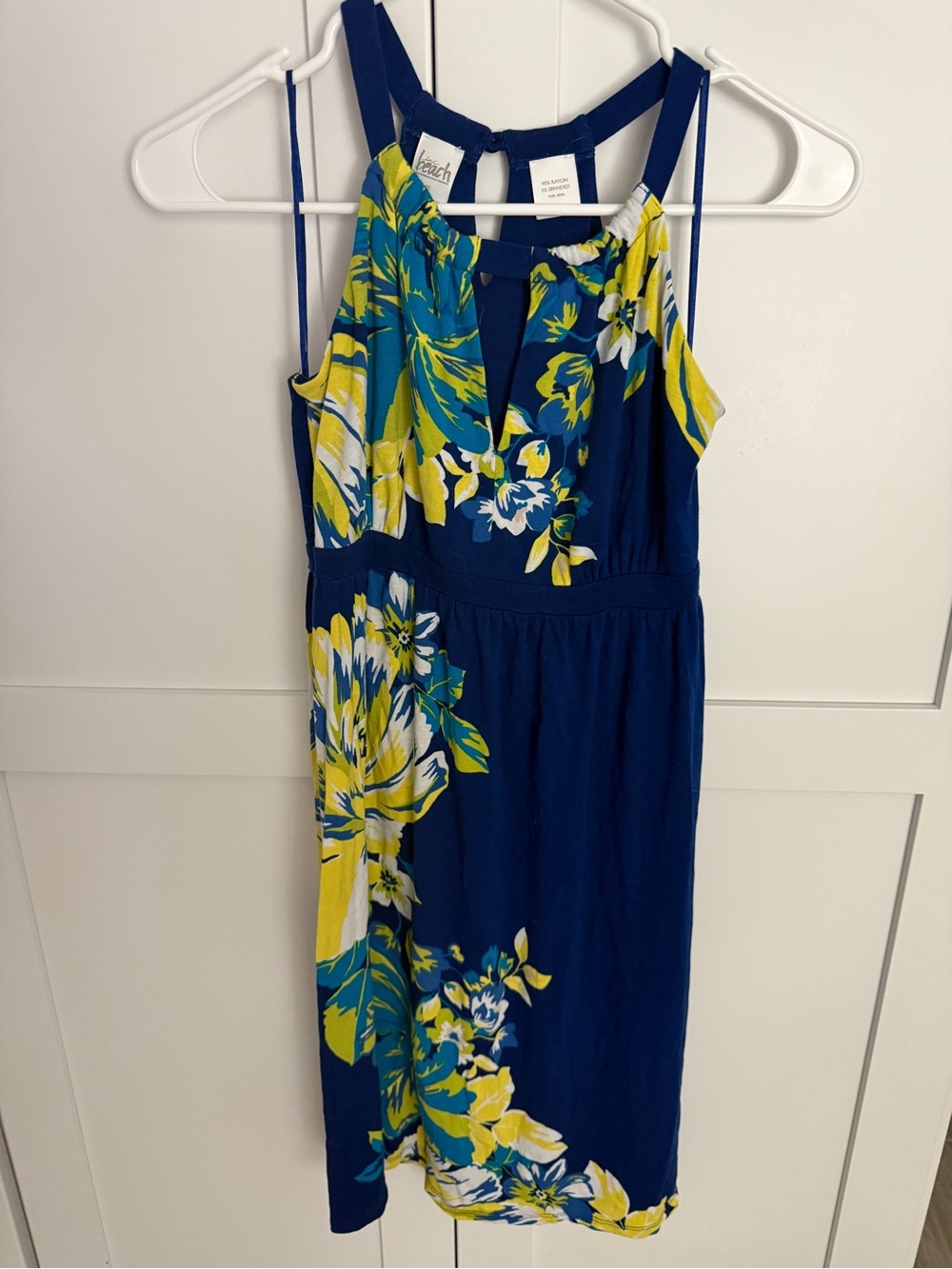 Beach INC Blue Floral Sundress with Yellow & Green Accents size XS